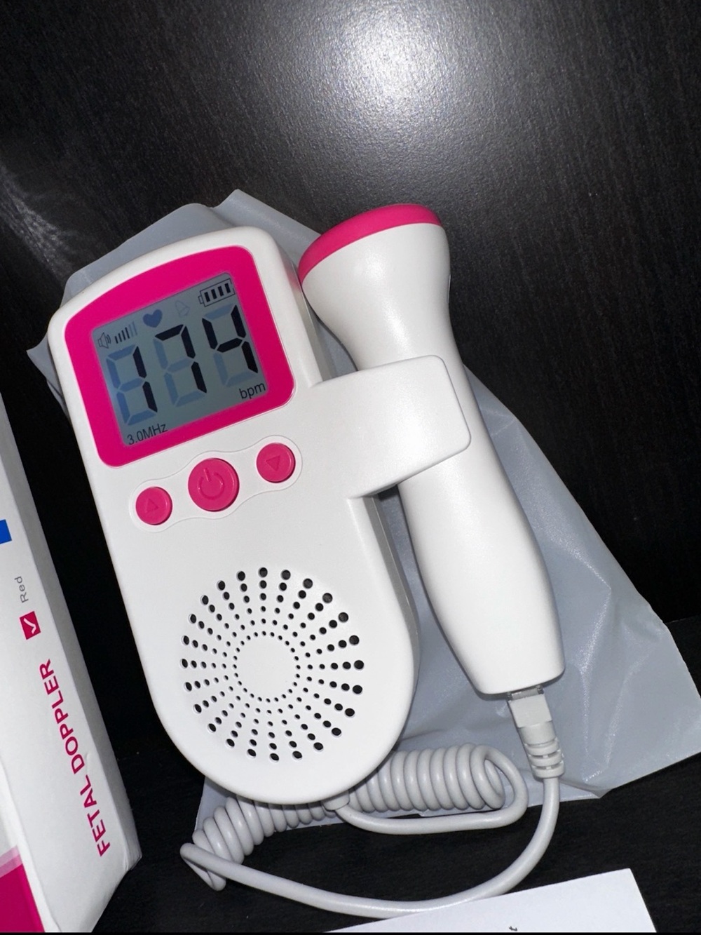 Portable Fetal Doppler Baby Heartbeat Monitor - Pink - Picture 2 of 4